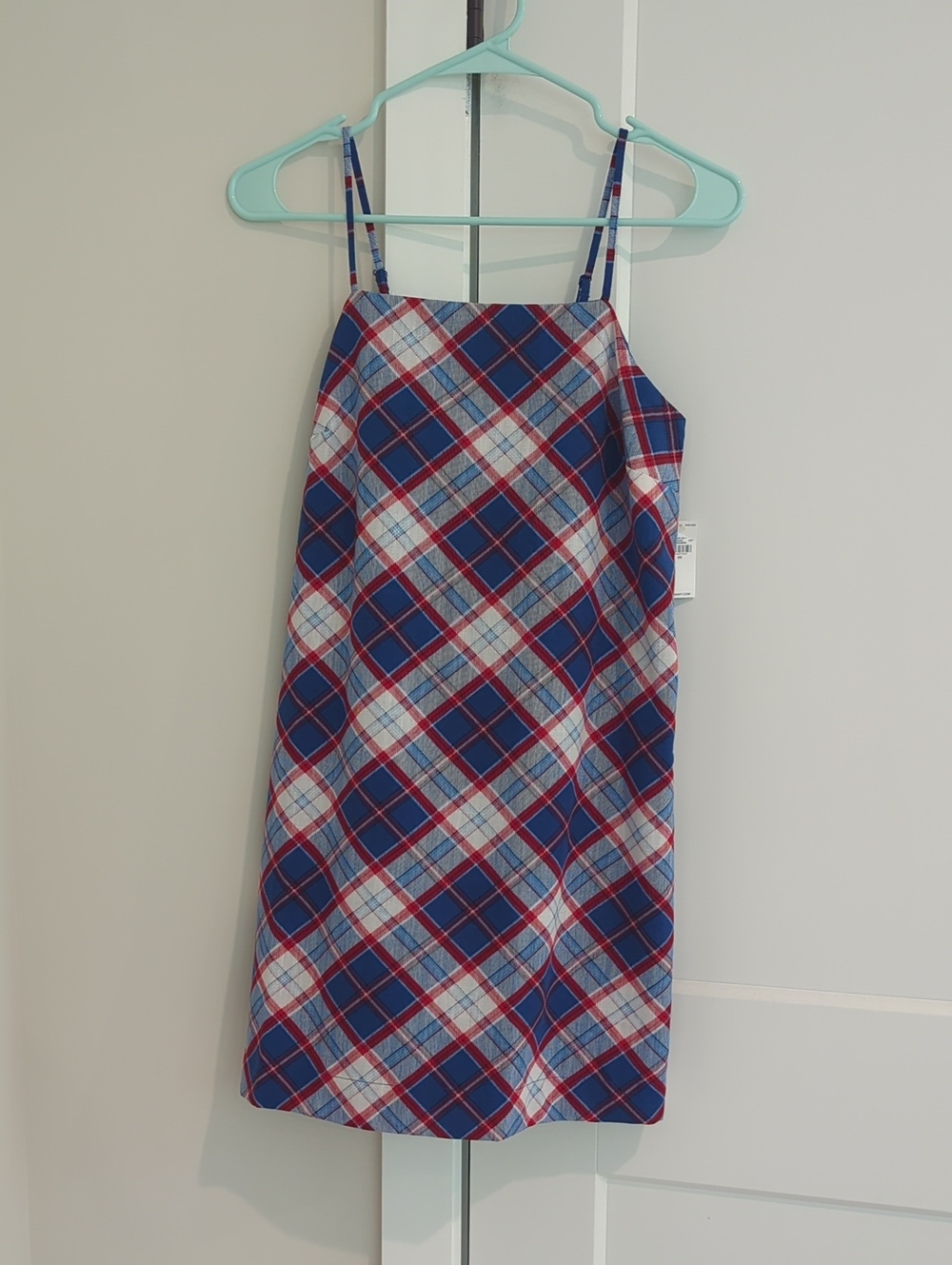 Old Navy Blue and Red Plaid Shift Dress XS - NWT